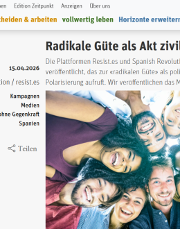 El medio suizo ZE!TPUNKT se hace eco del manifiesto por la bondad radical impulsado por Resist.es