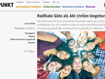 El medio suizo ZE!TPUNKT se hace eco del manifiesto por la bondad radical impulsado por Resist.es